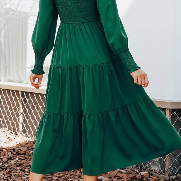 Brand new Cupshe Ruched Maxi Dress High neck Long Sleeve Dress - Picture 2 of 8